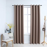 Draperii opace cu inele metalice, 2 buc., gri taupe, 140x245 cm