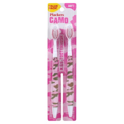 Set Periute de dinti pentru Copii, Plackers, Camo Soft, Peri Moi, Camuflaj Roz, 5-8 Ani, 2 buc foto