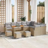 Set Canapea Grădină 13 Piese cu Pernuțe Bej Ratan Poli Acacia, Set Masă Grădină 4 Piese cu Pernuțe Bej Ratan Poli Acacia, Canapea Grădină 2 Locuri cu, vidaXL