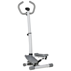 HOMCOM Stepper cu Monitor LCD, Maner Reglabil și Elastice, din Oțel și ABS, Alb și Gri | Aosom Romania
