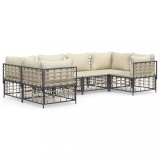 Cumpara ieftin Set sezlonguri de gradina 6 piese cu perne, antracit, poliratan