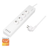 PRELUNGITOR LOGILINK,Wi-Fi,Schukox4,USBx4 5V/4A max.20W, cablu 3G 1.5mm2 10A, Supracurent/supraten/scurtcircuit/supraincalzire,IP20, comp TUYA,Alexa,G