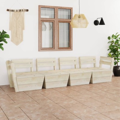 vidaXL Canapea de grădină din paleți, 4 locuri, lemn de molid tratat 3063713 foto