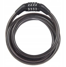 Antifurt pentru bicicleta cu cifru, 100 cm, cod 4 cifre, otel si silicon, negru