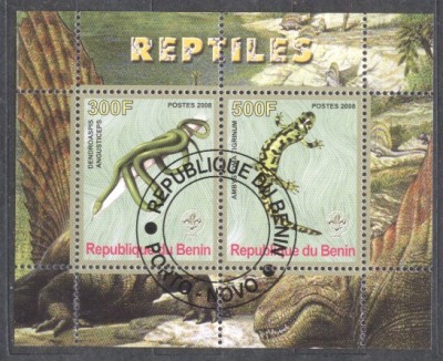 Benin 2008 Reptiles, perf.sheetlet, used T.034 foto