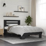 vidaXL Cadru de pat, negru, 100x200 cm, lemn prelucrat și metal 845647