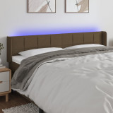 Tablie de pat cu LED, maro &icirc;nchis, 203x16x78/88 cm, textil GartenMobel Dekor, vidaXL