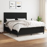 Cumpara ieftin Pat box spring cu saltea, negru, 160x200 cm, textil
