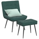 VidaXL Scaun de relaxare cu taburet, verde &icirc;nchis, catifea