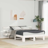 Cumpara ieftin Cadru de pat cu headboard Alb 140 x 200 cm Lemn de pin masiv