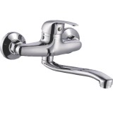 Baterie monobloc pentru perete, cu teava lunga, cromata