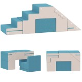 AIYAPLAY Set de 2 blocuri moi de jucării pentru copii mici, piele artificială, spumă, pentru cățărat, construit, joacă, Bej+Albastru | Aosom Romania