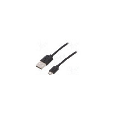 Cablu USB A mufa, USB B micro mufa, USB 2.0, lungime 0.5m, negru, Goobay - 38659