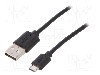 Cablu USB A mufa, USB B micro mufa, USB 2.0, lungime 0.5m, negru, Goobay - 38659 foto