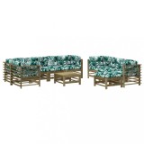 Cumpara ieftin Set mobilier de gradina cu perne, 10 piese, lemn de pin tratat