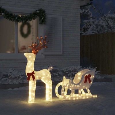 vidaXL Decoratune de Crăciun Ren și Sanie 100 LED-uri Alb Rece 4019493 foto