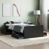 Cadru de pat cu tablie de cap si picioare, negru, 100x200 cm GartenMobel Dekor, vidaXL