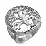 Inel din oțel inoxidabil argintiu, cu Copacul vieții - Marime inel: 62
