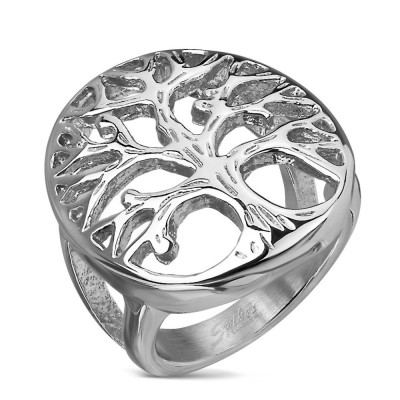 Inel din oțel inoxidabil argintiu, cu Copacul vieții - Marime inel: 62 foto