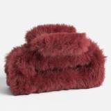 Clamă de păr pufoasă, Bordo, 9 cm, CMCLASS