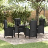 Set de grădină , 5 piese, rattan poli negru.