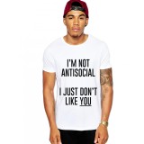 Tricou alb barbati - I&#039;m not antisocial - S