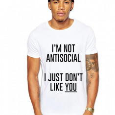 Tricou alb barbati - I'm not antisocial - M