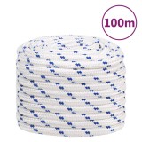 VidaXL Fr&acirc;nghie de barcă, alb, 20 mm, 100 m, polipropilenă