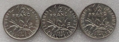 G5. Franta set / lot 1/2 Franc 1972 1987 1994 ** foto