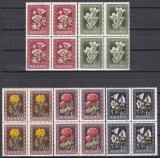 UNGARIA 1950 FLORA SERIA IN BLOC DE 4 TIMBRE MNH, Nestampilat