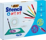 Cumpara ieftin Set creativ BIC, 27 piese, sabloane, carioci, creioane colorate