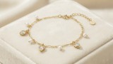 Cumpara ieftin Bratara din Argint Placat cu Aur Multi-Charm Heart Crystals Pearls