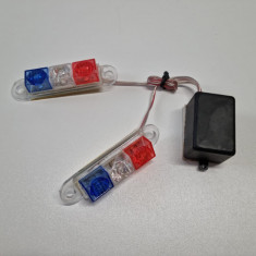 Stroboscop Led - Moto - Scuter - Atv - flash-uri politie - 12V - rosu + albastru