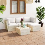 Cumpara ieftin Set mobilier grădină din paleți cu perne, 5 piese, lemn molid
