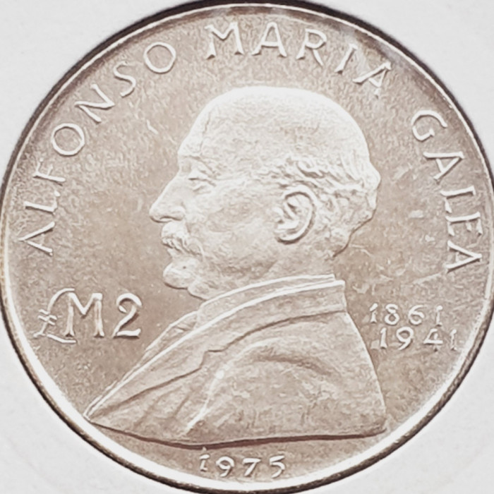 605 Malta 2 Liri 1975 Alfonso Maria Galea km 31 argint