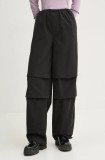 Hugo Blue pantaloni femei, culoarea negru, fason chinos, high waist, 50527950