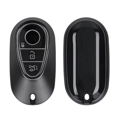 Husa Cheie Auto Kwmobile pentru Mercedes Benz 3 Butoane - Smart Key, Gri/Negru, Silicon, KWM0000252P001C foto