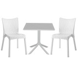 Set de gradina masa si scaune Groovy-Confident set 3 piese plastic alb 80x80x74.5cm