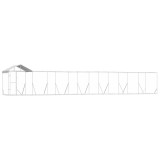 Cumpara ieftin Padoc exterior cu acoperis argintiu 14x2x2,5 m otel galvanizat