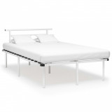 Cadru de pat, alb, 120 x 200 cm, metal, Cires, Dublu, Cu polite semirotunde, vidaXL