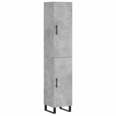 Dulap inalt, gri beton, 34,5x34x180 cm, lemn prelucrat