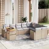 vidaXL Set canapele de grădină cu perne, 10 piese, bej, poliratan 3271479