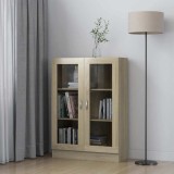 Cumpara ieftin Dulap cu vitrină stejar sonoma 82,5x30,5x115 cm lemn prelucrat