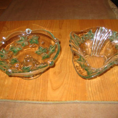 555- Fructiere stelute verzi vechi pereche sticla.