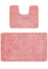 Set 2 Covorase Baie Model Flora 2580, Marimi 60 x 100 50 x 60 cm, Roz, Inaltime Fir 0, Antiderapant, Antialergic, Polipropilena