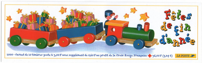 Franta 2000 - crucea rosie, 10 neuzate in carnet filatelic