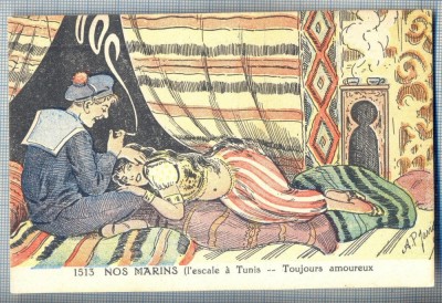 AX 27 CP VECHE INTERBELICA -UMORISTICA MILITARA- MARINARII NOSTRI LA TUNIS foto