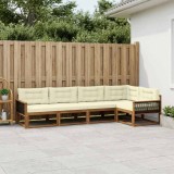 vidaXL Set de canapele de exterior cu pernă 5 pcs Natural și Crem 3382563