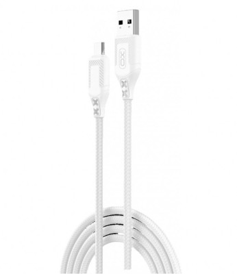 Cablu transfer date si incarcare XO NB235 USB-A - USB-C 2.4A Brodat 1m, Alb foto