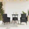 VidaXL Set mobilier de grădină cu perne 3 piese negru poliratan&amp;sticlă 3278617